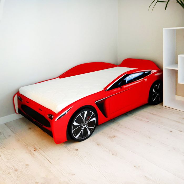 Ліжко машина Aston Red з матрацом та м'якими бортиками